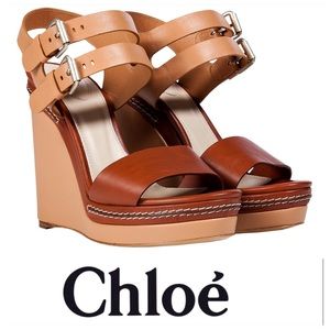 💕SALE💕 Chloe Nude Chestnut Wedge Sandals